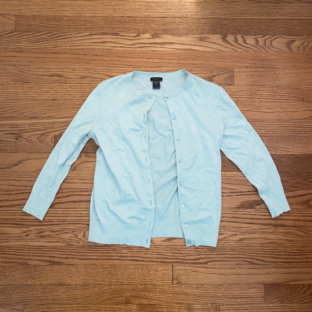 Ann Taylor Factory Teal Button Up Cardigan, Size XS